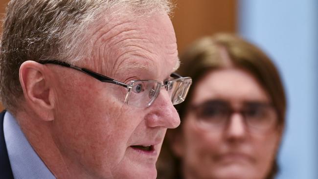 Former Reserve Bank governor Philip Lowe last August appears in Canberra with incoming governor Michele Bullock. Picture: Martin Ollman