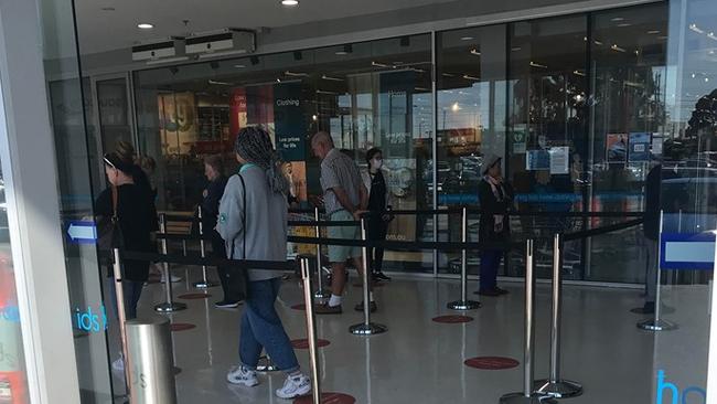 Customers queuing at Kmart Burwood.