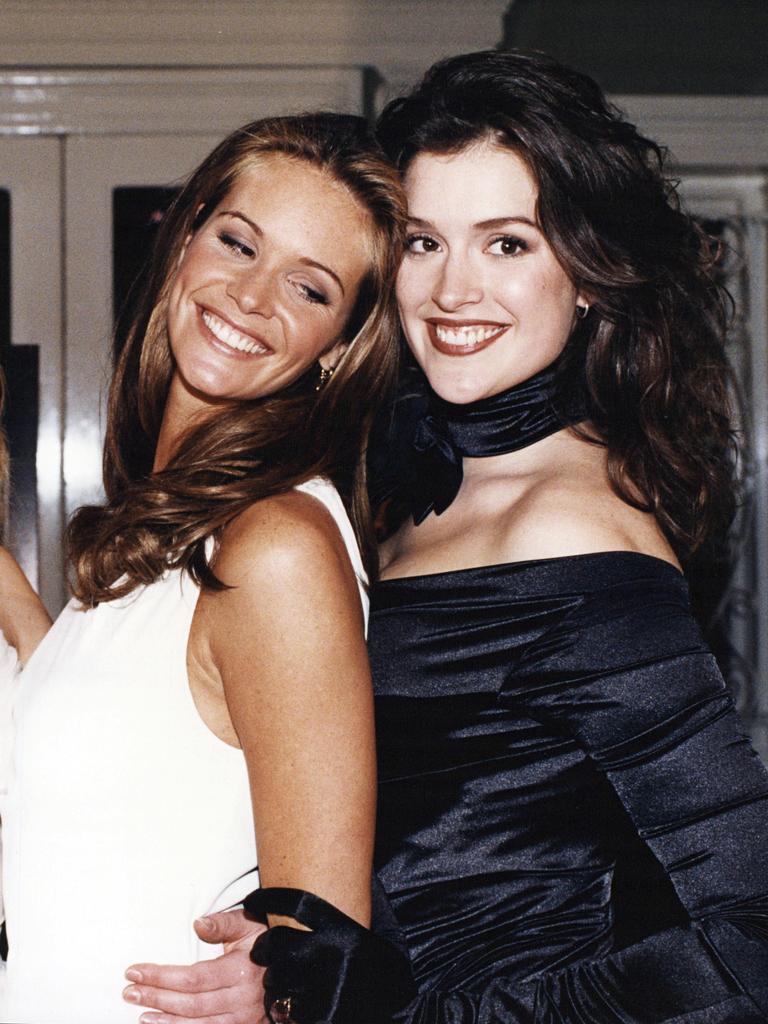 Malkah (then Kate Fischer) with fellow Australian model Elle Macpherson. Picture: Supplied