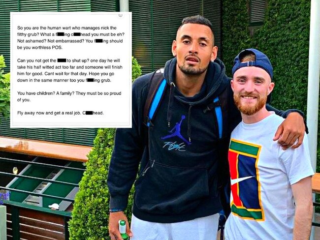 Nick Kyrgios' manager exposes sick threat