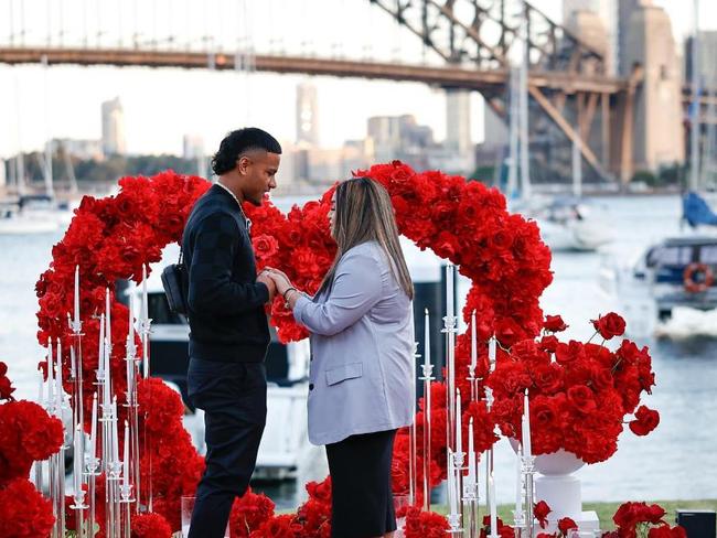 Crichton proposing to his partner Leone Lauafiaha. Picture: Instagram