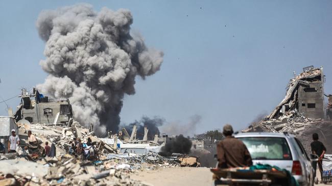 Smoke billows following an Israeli strike in Jabalia, in the northern Gaza Strip, on Sunday. Picture: Bashar Taleb / AFP