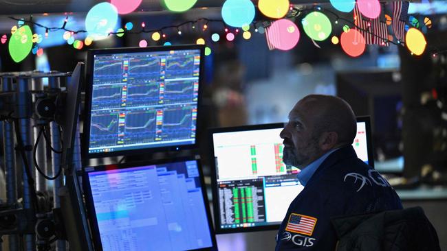 A trader work on the floor of the New York Stock Exchange. Picture: AFP