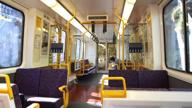 A Queensland Rail carriage at Brisbane CBD in the afternoon on Monday, May 17. Picture David Clark