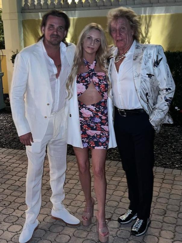 Sean with his dad Rod Stewart and wife Jody Weintraub. Picture: Sean Stewart/Instagram