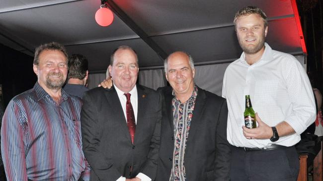 Tim Bucholz, member for Keppel Bruce Young, Livingstone Mayor Bill Ludwig and Mercure Capricorn Resort General Manager Jonothon Dean at the Cocktail Party for the Food and Wine Festival Photo Trish Bowman / Capricorn Coast Mirror