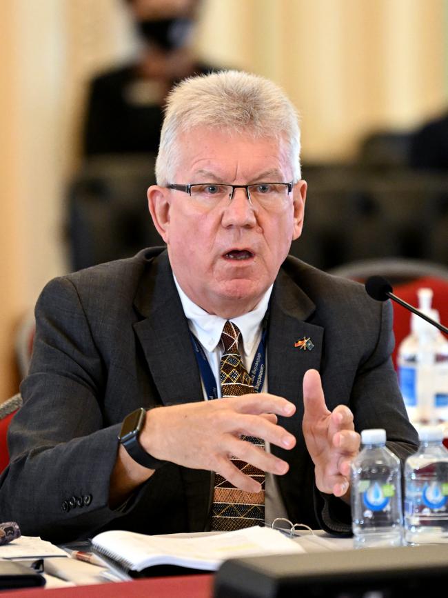 Neil Scales, the outgoing director-general of Queensland’s Department of Transport and Main Roads, at an estimates hearing at state parliament. Picture: NCA NewsWire / Dan Peled