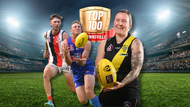 AFL Townsville Top 100 of 2024. Pictured L-R: Mitchell Dennis, Joel Newman, Hayley Cornish