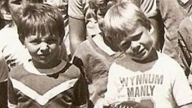 Paul Green (left) pictured at an u/7s sign on day with Wynnum Manly Rugby league Club in 1979.