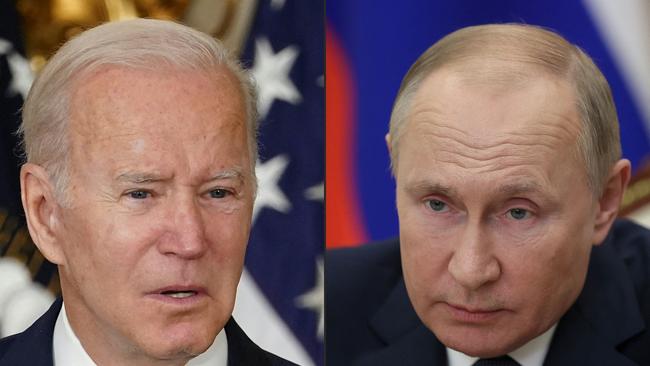A US official said the request for the talks between Joe Biden and Vladimir Putin came from the Russian side. Pictures: AFP