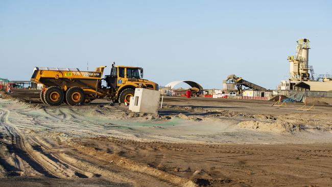 Site works on the Brisbane Airport new runway project. Picture: Lachie Millard