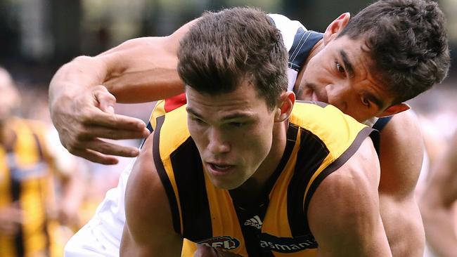 Jaeger O'Meara is in a training block as he prepares to return to the AFL. Picture: Wayne Ludbey