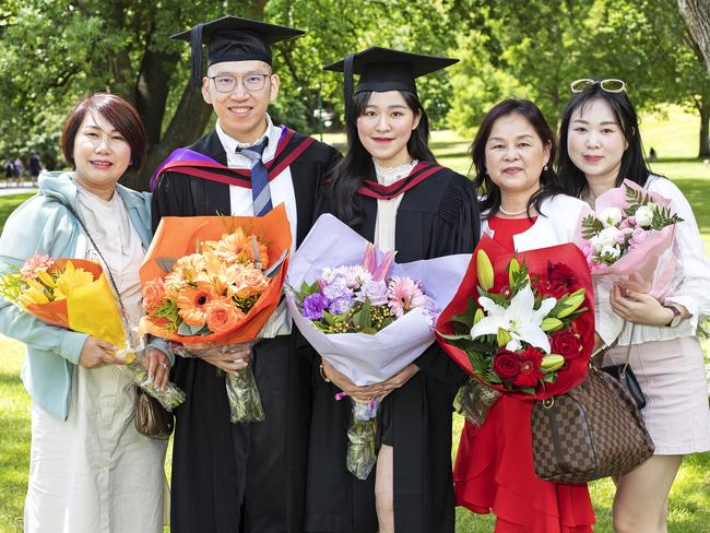 Esther Chong, Eric Ong, Kai Foong Voon, Fong Chin Thai and Kelly Voon at the UTAS Graduation, Launceston. PICTURE CHRIS KIDD