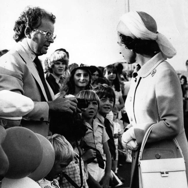 Queen Elizabeth II at Hobart Airport during her silver jubillee visit to Tasmania in March 1977.