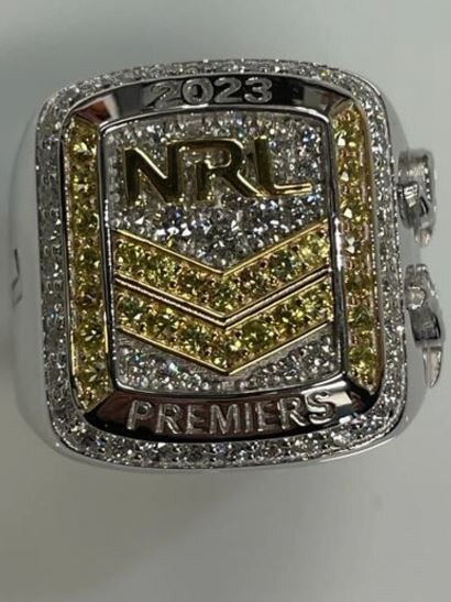 The 2023 NRL Premiership rings.