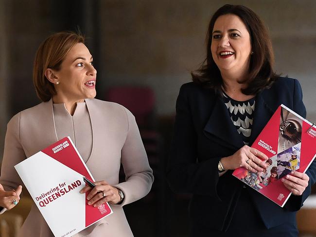 Former transport minister Jackie Trad with Premier Annastacia Palaszczuk