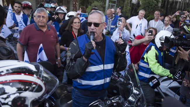 Benny Gantz, leader of the Blue and White party, campaigns in Tel Aviv. Picture: Getty Images 