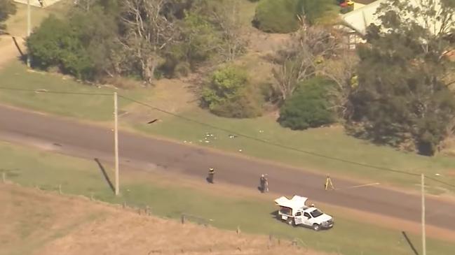 Police investigate where Colin Watson was allegedly struck by a vehicle at Kingaroy on September 3. Photo: Nine News