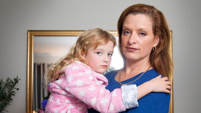 Bonnie Power, with Stephanie, 6, lost her son Jack after he was hit by a car in Blackburn North. Picture: Mark Stewart