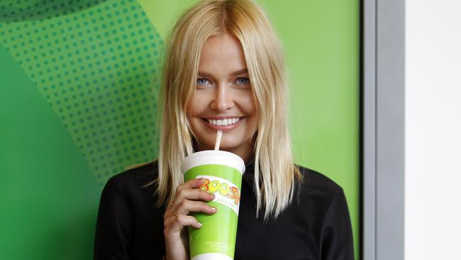 Model Lara Bingle at Boost Juice, Chapel Street, South Yarra.