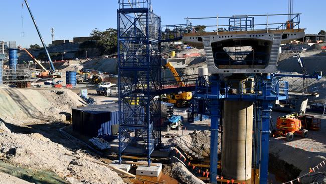 Construction work continues at the WestConnex New M5 St Peters interchange.