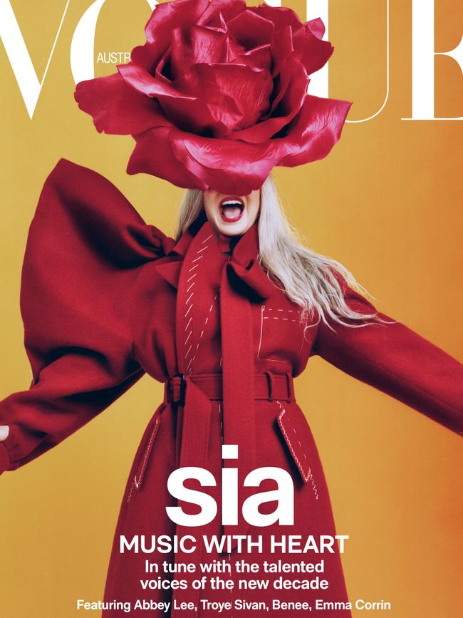 The October issue of Vogue Australia, featuring Sia.