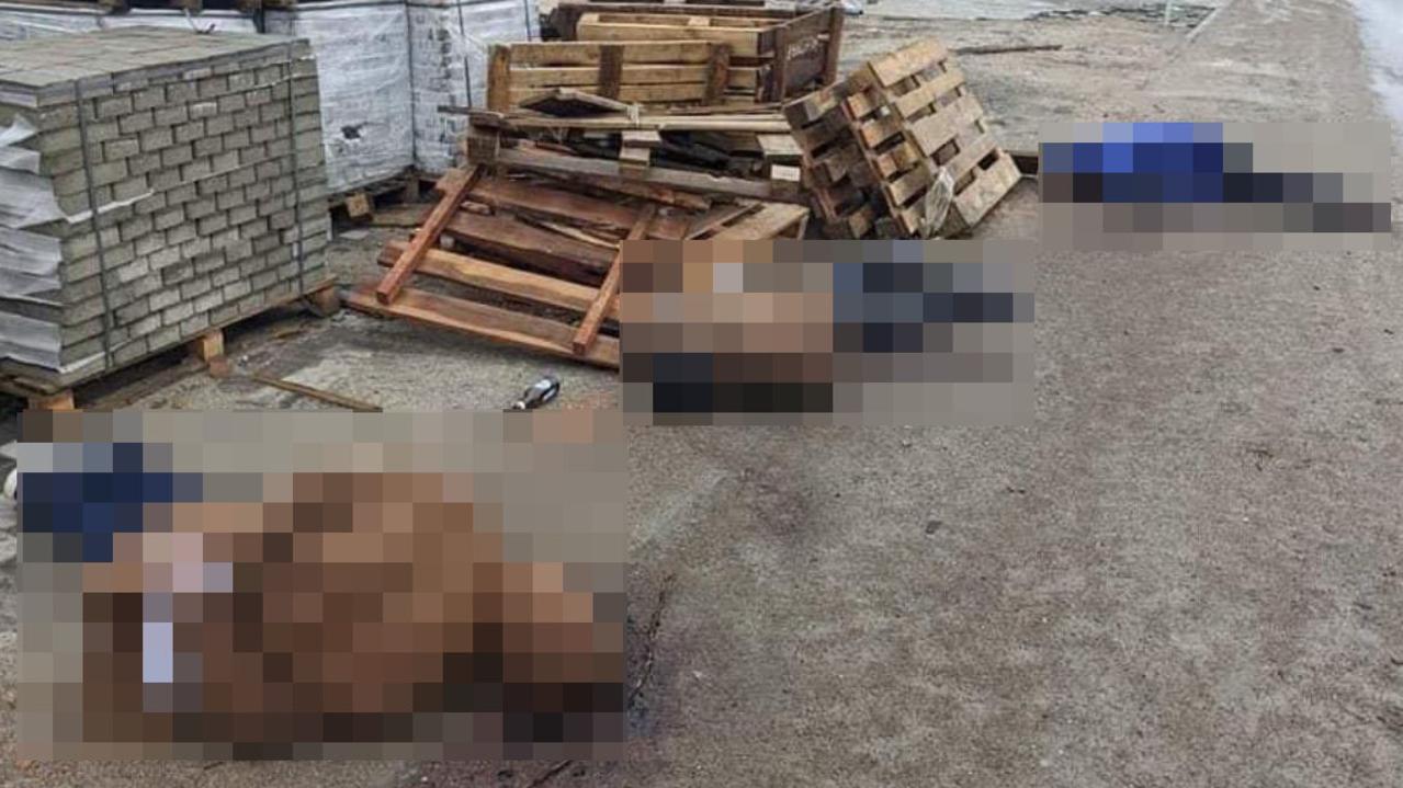 A photo of three victims with their hands tied behind their backs was shared by Ukrainian presidential adviser Mykhaylo Podolyak. Picture: Ukrainian President’s Office