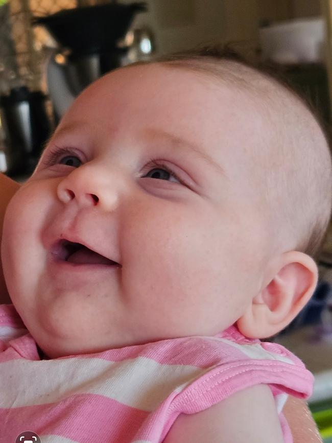 Florence Benjamin. Four months old. Florence is mostly called Floss or Flossie. She has the most gorgeous dimples. She is the happiest baby I know. Loves her Nanny. Grandchild #7