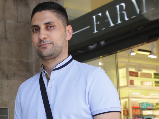 Pharmacist Fouad Bakkali at the pharmacy where he was working on Las Ramblas. He was with injured Australian woman Jom Cadman inside the pharmacy until doctors arrived. Picture: Ella Pellegrini