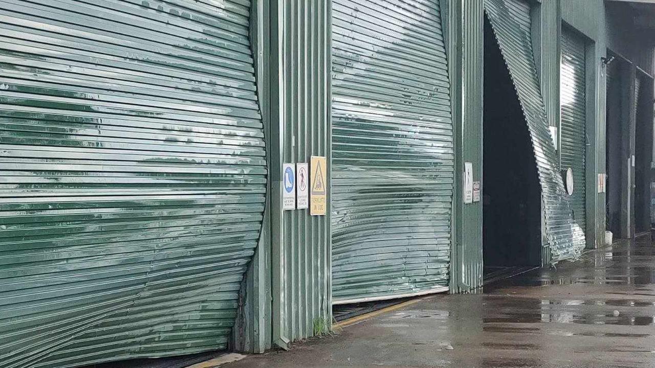 The Polley's bus depot at Gympie was battered by strong winds.