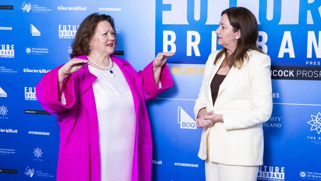 Gina Rinehart and Annastacia Palaszczuk at The Courier-Mail Future Brisbane lunch at Royal International Convention Centre in Bowen Hills, Brisbane. Picture: Richard Walker