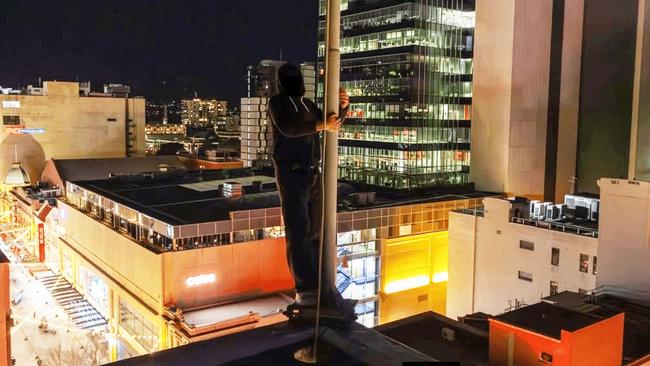 Pictures of young men at the Rundle Mall Plaza rooftop were uploaded to Instagram.