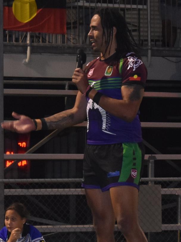 GH United captain Kahn Ahwang at the Mackay Indigenous Rugby League Carnival. Picture: Mitch Bourke.