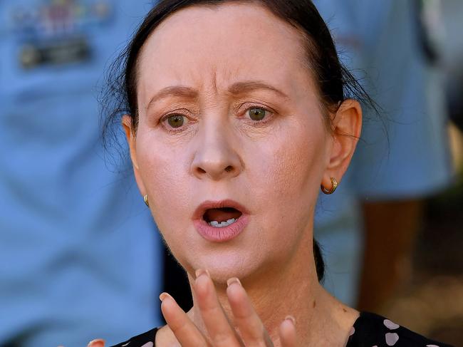 Hon Yvette D'Ath at the press conference. Queensland Premier Annastacia Palaszczuk COVID press conference in Oxley.Sunday March 28, 2021. Picture, John Gass