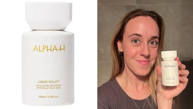 After applying the Alpha-H Liquid Gold Exfoliating Treatment. Image: Adore Beauty/ Jessica Smith