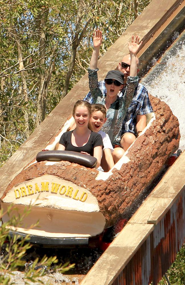 Holiday makers and locals pictured enjoying some of the thrill rides at Dreamworld on the Gold Coast. Picture: Mike Batterham