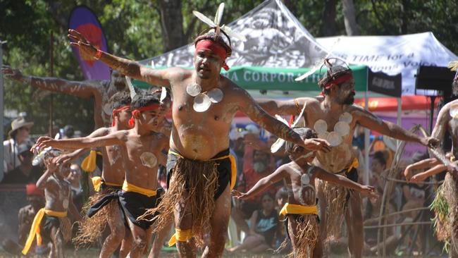 Dancers from Yarrabah at the Laura Quinkan Dance Festival in July. Picture: Bronwyn Farr