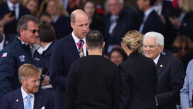 Prince William greets Ukrainian President Volodymyr Zelensky and his wife Olena Zelenska. Picture: Getty Images