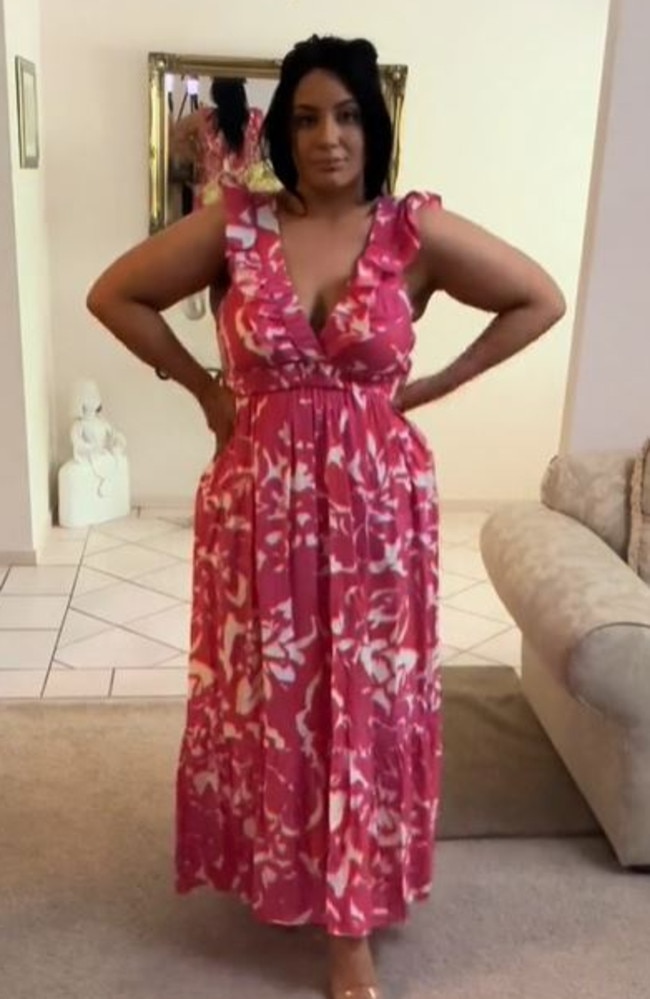 The dress comes in three different prints, including this bold pink number. Picture: TikTok