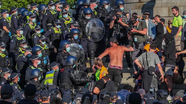 Victoria Police has had to manage many protests during the pandemic. Picture: Getty Images