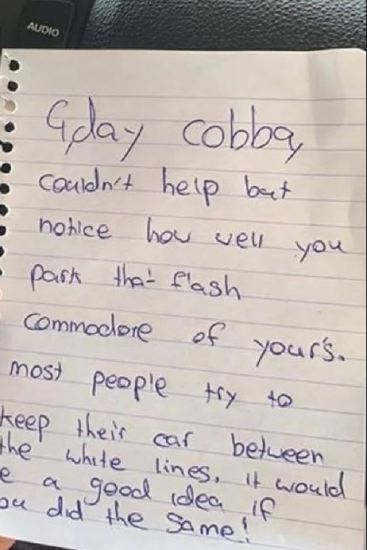Neighbour leaves angry note over woman's bad parking, her response is  hilarious | Kidspot