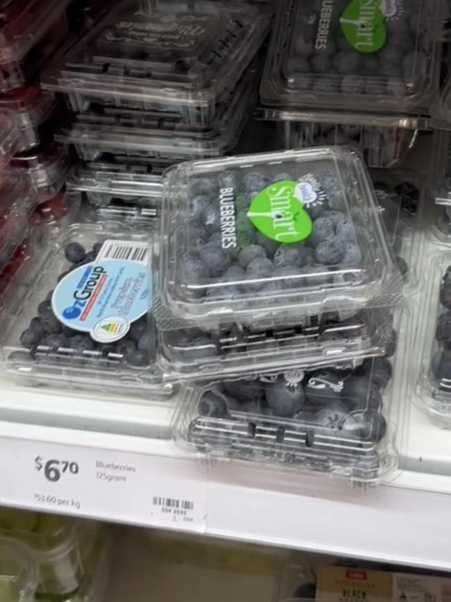 A frustrated shopper also claimed blueberries and raspberries were too ‘expensive’ to buy. Picture: TikTok