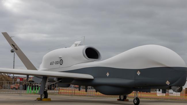 A Northrop Grumman MQ-4C Triton unmanned aircraft system on display at Avalon. Picture: Getty Images