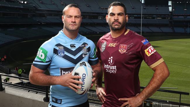 NSW captain Boyd Cordner and QLD captain Greg Inglis. Picture: Brett Costello