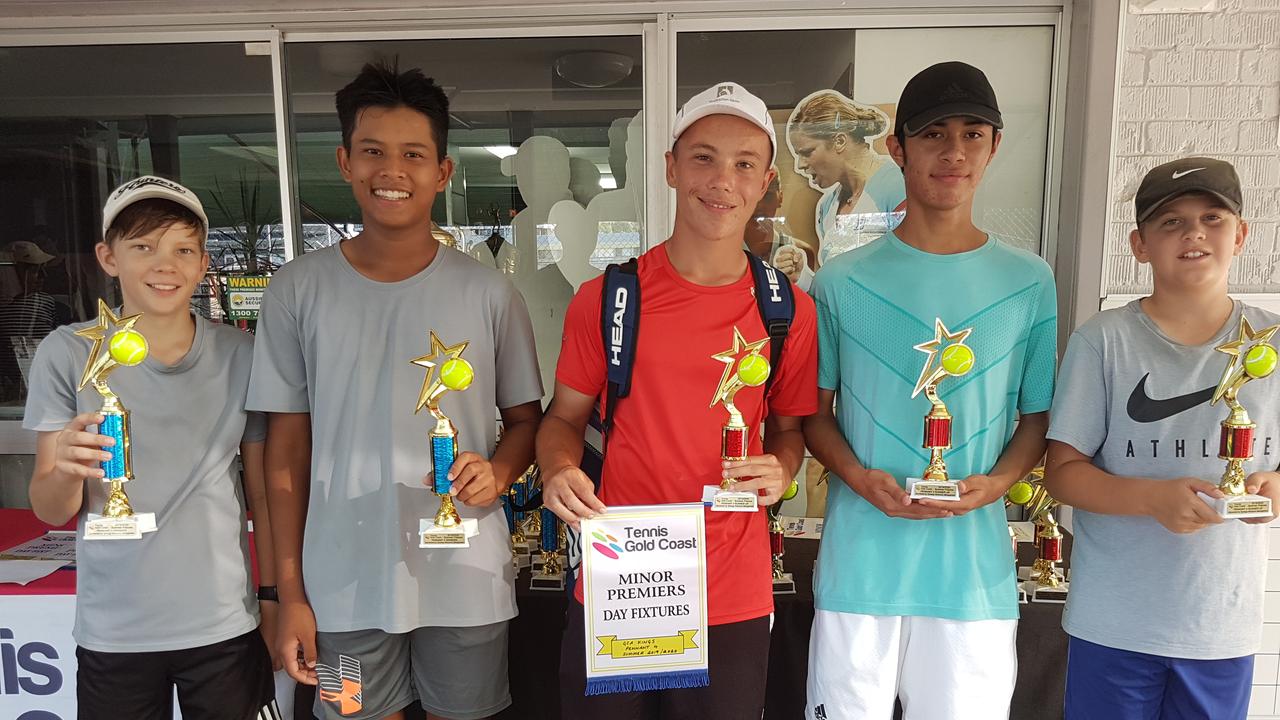 Gold Coast tennis finals. P4 - Zavier Penney, Jake Thomas (Hinterland Hunters) &amp; Dany Cupovic, Jacob Aquilizan, Ben Weatherell.