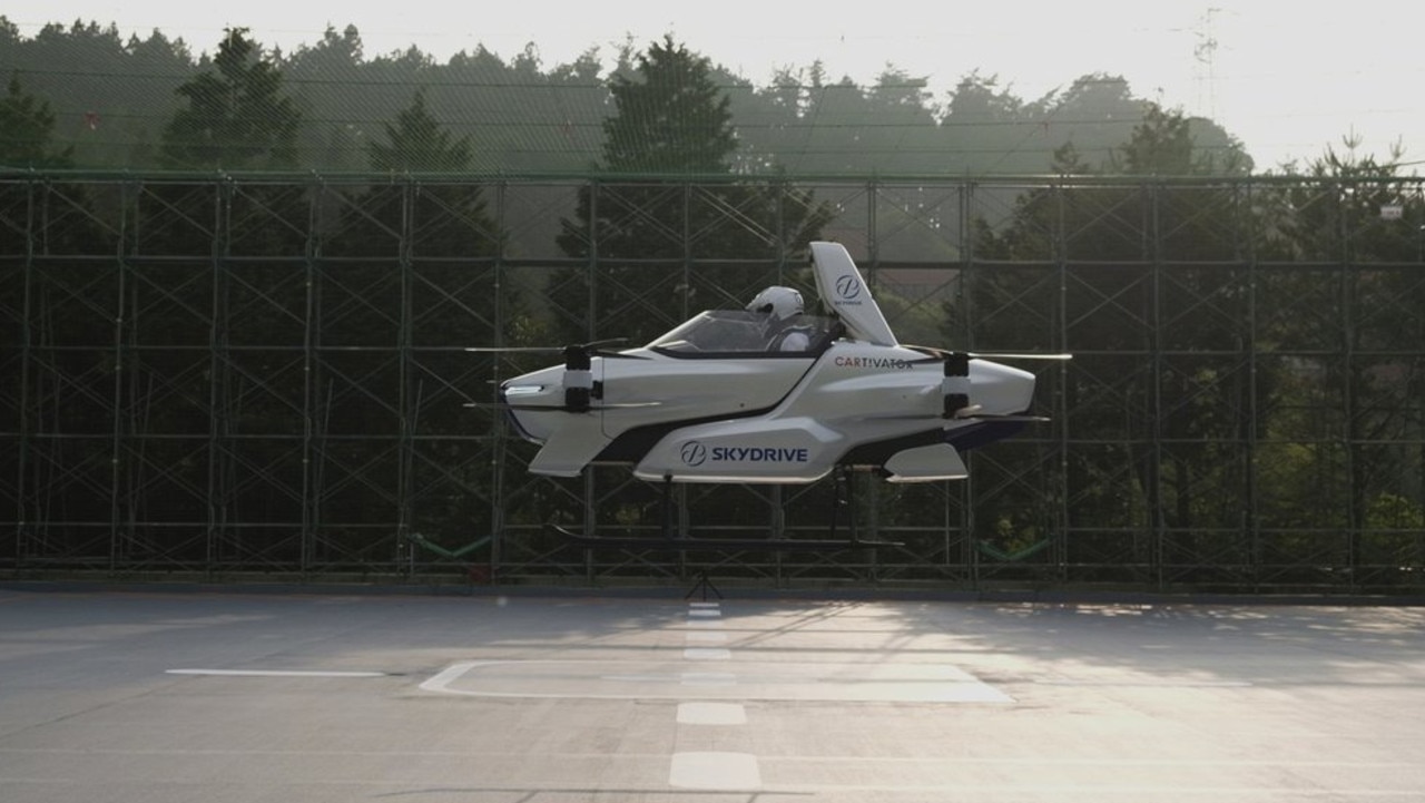 SkyDrive Inc.’s flying car during its test in Japan. Picture: AP
