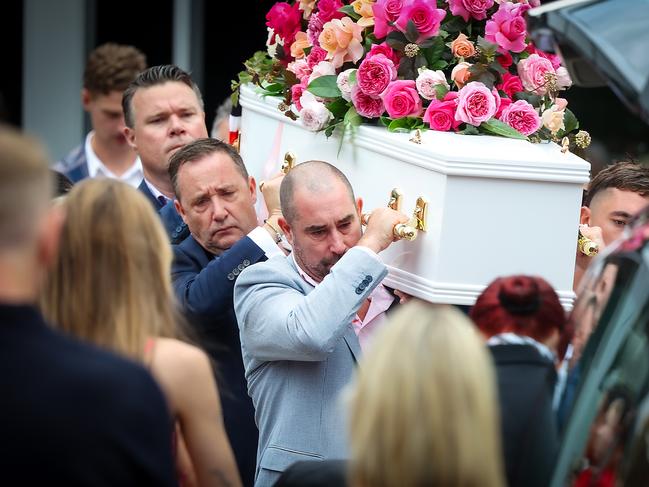 Bianca Jones’ father Mark Jones in the front, with Shaun Bowles who is the father of Holly Bowles (directly behind), who also died in Laos after methanol poisoning at a backpackers bar. Picture: NewsWire/Ian Currie