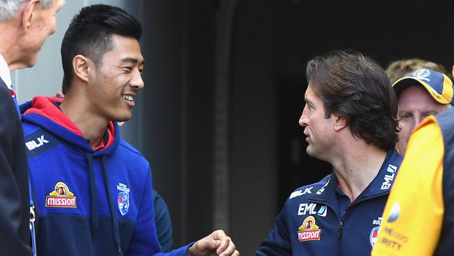 Lin Jong copped a huge spray from Luke Beveridge. Picture: Getty Images