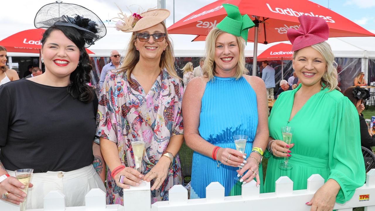 Genevieve Butler, Sandra Brkic, Jachie Fleischmann, Michele Percey at the Hobart Cup Day. Picture : Mireille Merlet