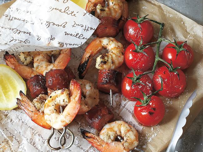 Prawn and chorizo skewers Mother's Day recipe by Ross Dobson for Life Image supplied